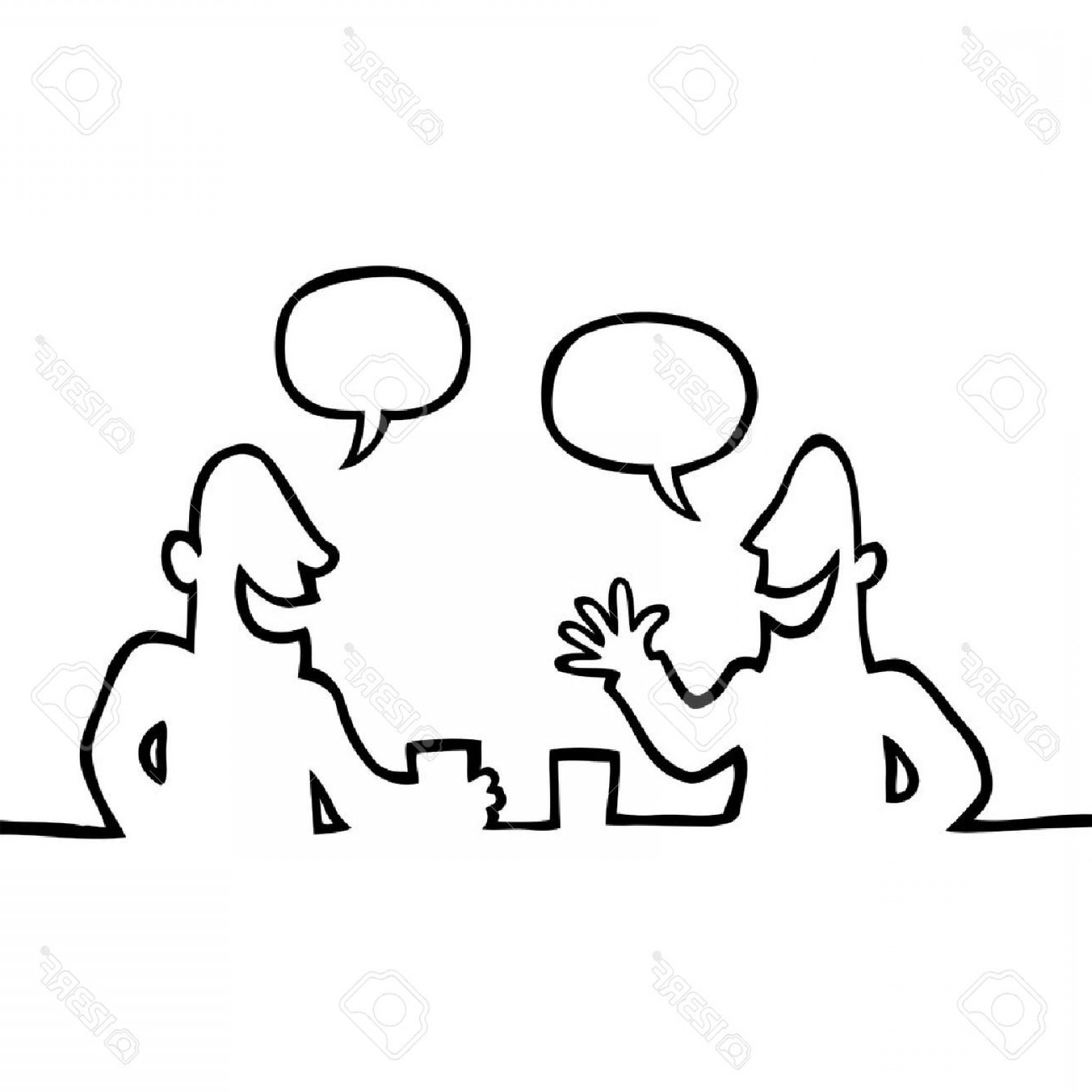 1560x1560 photoblack and white line drawing of two people having a friendly - Conversation Drawing