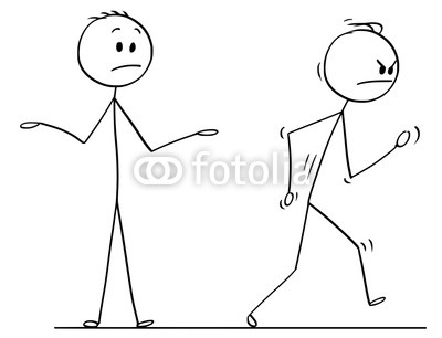 400x306 cartoon stick drawing conceptual illustration of angry man - Conversation Drawing