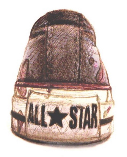 427x524 Large Discount Converse Shoe Drawing With Photograph Overlay - Converse Shoe Drawing