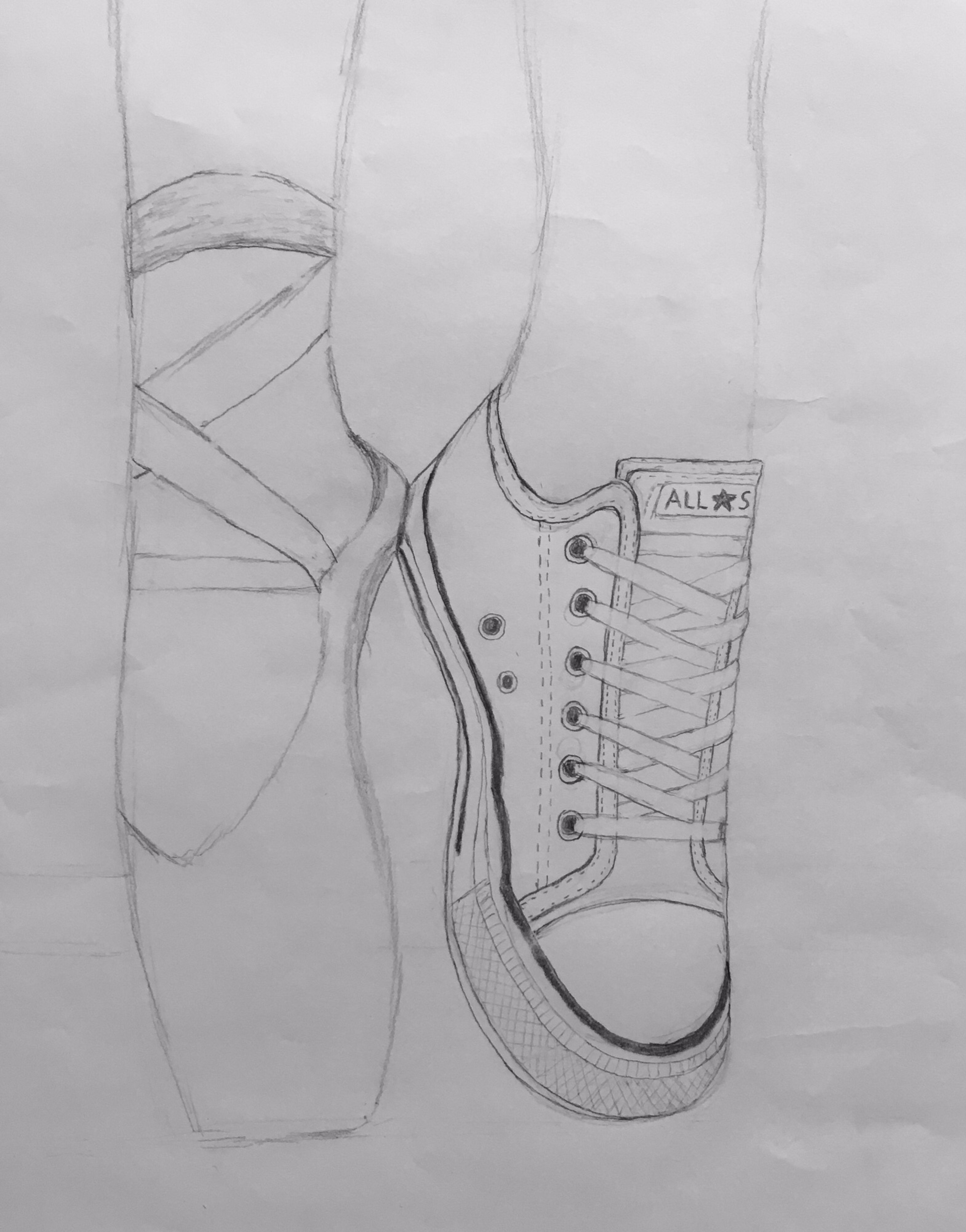 3140x4004 Ballet And Converse Inside The Outline - Converse Shoe Drawing