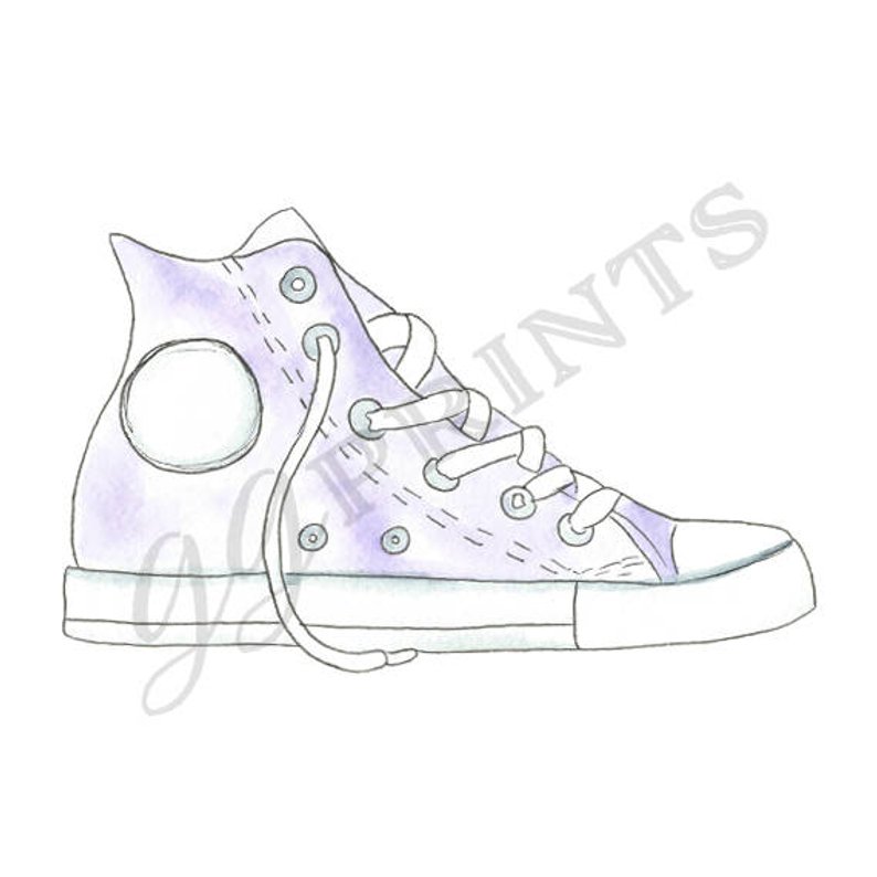 794x794 converse shoe clipart hand drawn watercolor sneaker shoe etsy - Converse Shoe Drawing