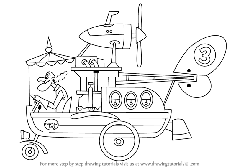 800x567 Learn How To Draw The Convert A Car From Wacky Races - Convert To Drawing