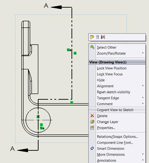 507x555 Solidworks Drawing Tip Convert View To Sketch - Convert To Drawing