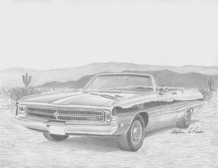 900x693 chrysler convertible classic car art print drawing - Convertible Drawing