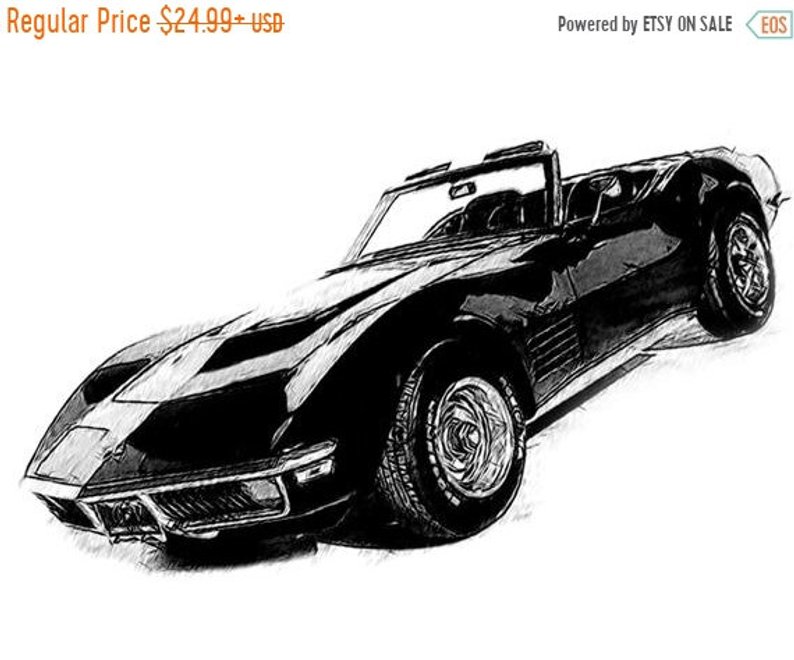 794x660 off sale chevrolet corvette convertible drawing t etsy - Convertible Drawing