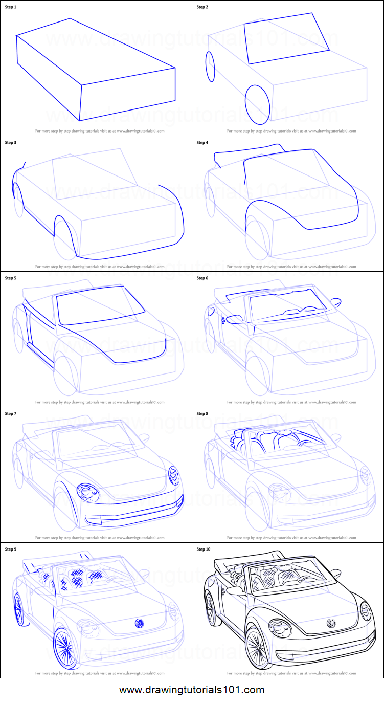 751x1376 how to draw volkswagen beetle convertible printable step - Convertible Drawing