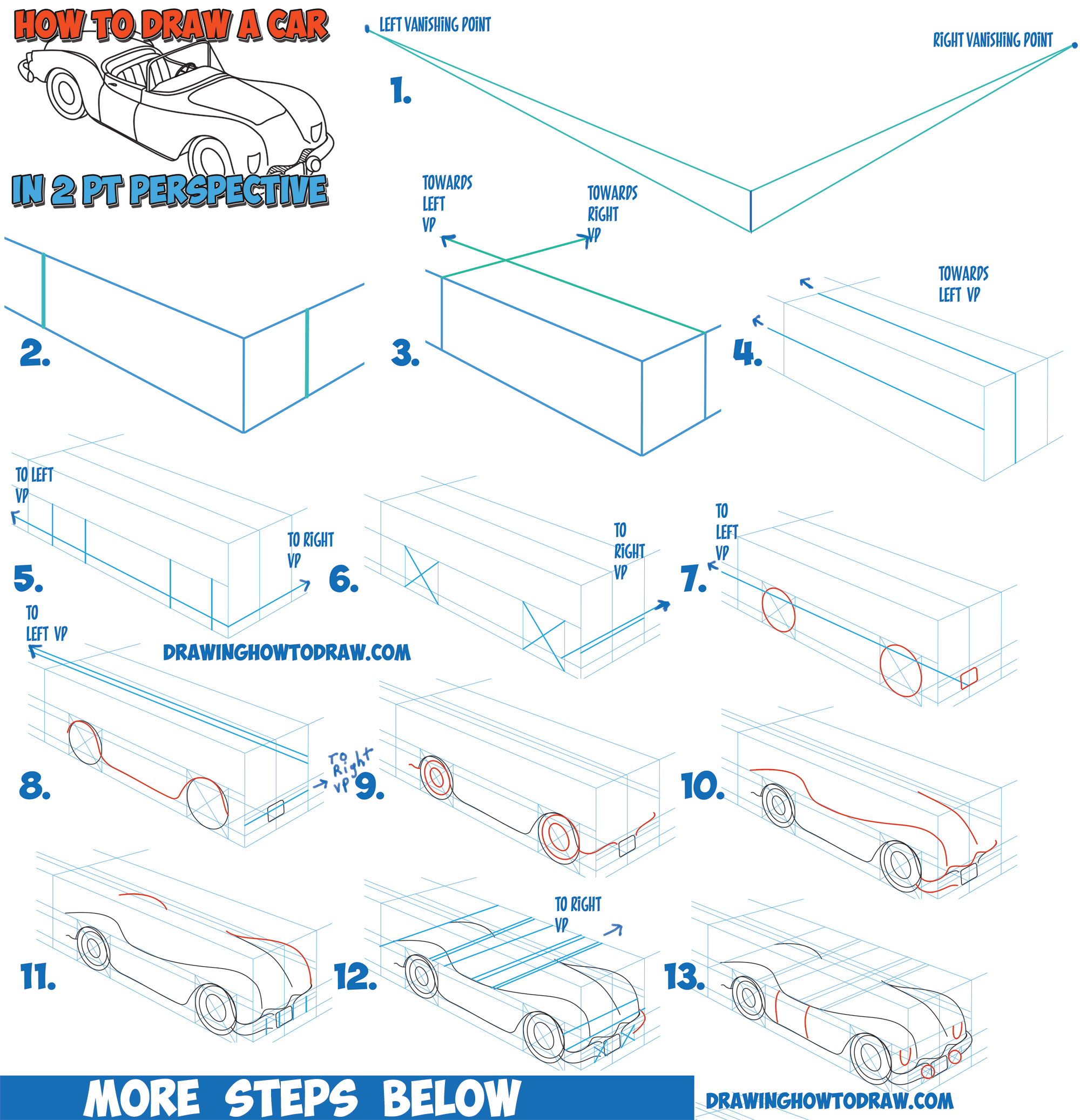2000x2074 how to draw a car convertible in two point perspective easy step - Convertible Drawing