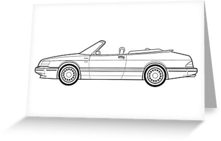 441x283 saab convertible outline drawing greeting cards - Convertible Drawing