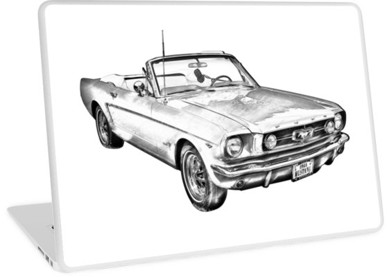 558x400 red ford mustang convertible drawing laptop skins - Convertible Drawing