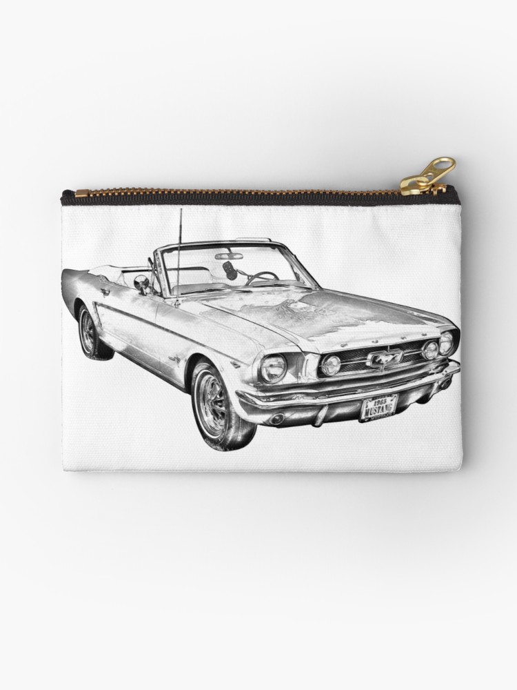 750x1000 red ford mustang convertible drawing studio pouches - Convertible Drawing