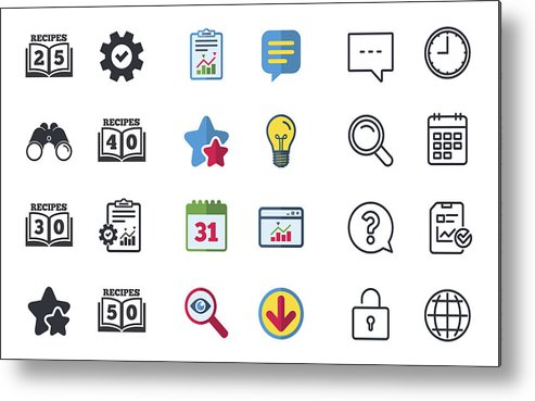493x369 cookbook icons fifty recipes book sign metal print - Cookbook Drawing