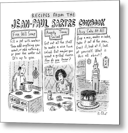 493x512 descriptions of jean paul sartre cookbook recipes metal print - Cookbook Drawing