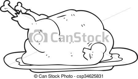 450x259 Freehand Drawn Black And White Cartoon Cooked Chicken - Cooked Chicken Drawing