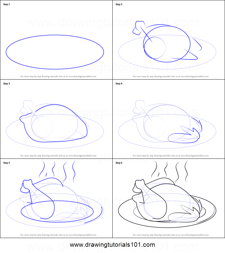751x846 How To Draw Cooked Chicken Printable Step - Cooked Chicken Drawing