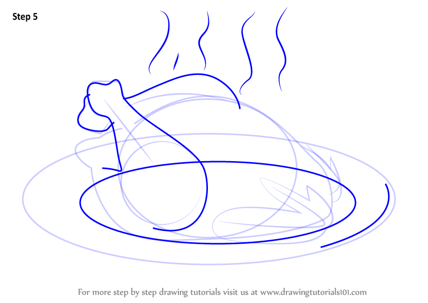 844x598 Learn How To Draw Cooked Chicken - Cooked Chicken Drawing