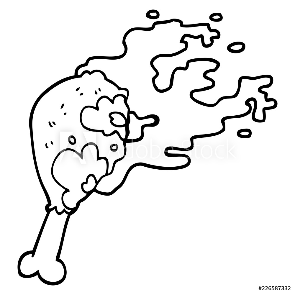 1000x1000 photo art print line drawing cartoon cooked chicken leg - Cooked Chicken Drawing