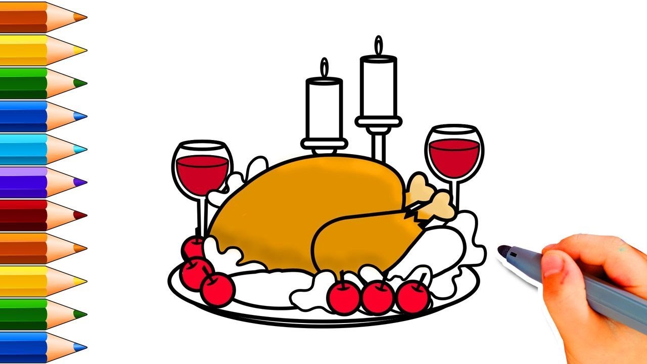 1280x720 How To Draw A Cooked Turkey Step - Cooked Turkey Drawing