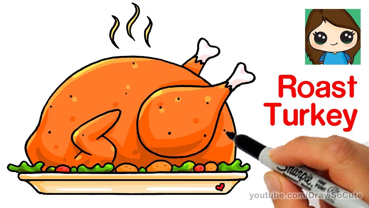 1280x720 how to draw a roast turkey dinner easy realistic - Cooked Turkey Drawing