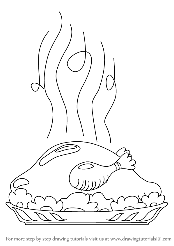 598x844 Learn How To Draw A Cooked Turkey - Cooked Turkey Drawing