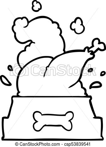 337x470 Line Drawing Of A Whole Cooked Turkey Crammed Into A Dog Bowl - Cooked Turkey Drawing