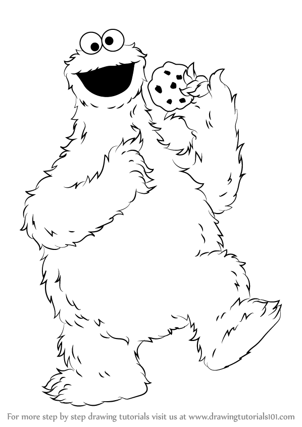 598x844 learn how to draw cookie monster from sesame street - Cookie Monster Drawing