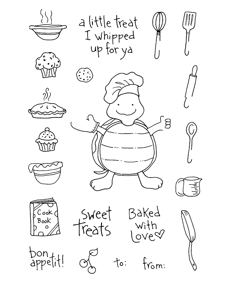 765x937 Cooking Turtle Clear Stamp Set - Cooking Drawing