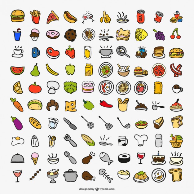 626x626 Drawing Cooking Color Icons Vector Free Download - Cooking Drawing