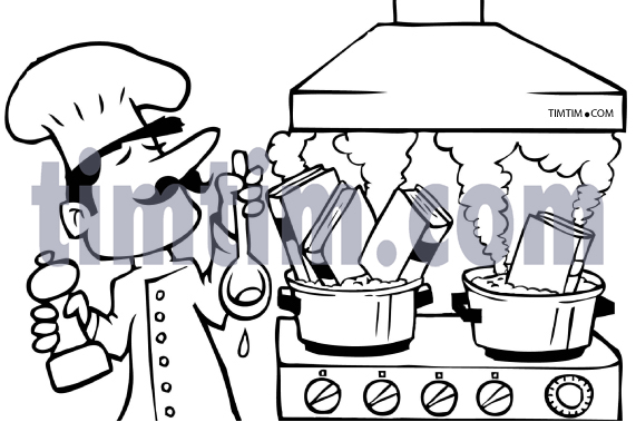 571x379 Free Drawing Of Cook Books Bw From The Category Cooking Food - Cooking Drawing