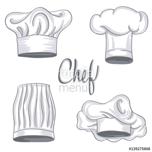 500x500 Set Of Hand Drawn Chef Hat On White Cooking Caps Drawings - Cooking Drawing