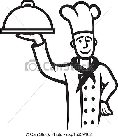 405x470 Chef With Plate - Cooking Drawing