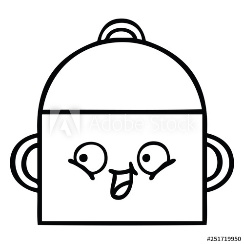 500x500 Line Drawing Cartoon Cooking Pot - Cooking Pot Drawing