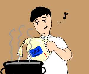 300x250 Satisfied Man Pours Bleach Into Cooking Pot Drawing - Cooking Pot Drawing