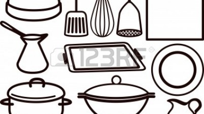 402x226 draw kitchen utensils - Cooking Utensils Drawing