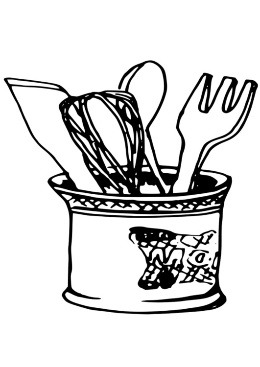 531x750 Coloring - Cooking Utensils Drawing
