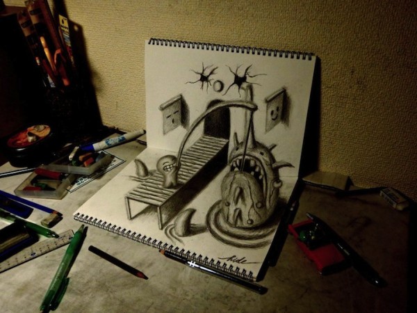 600x450 Cool Anamorphic Pencil Drawings - Cool 3d Drawings