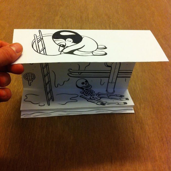 675x675 Artist Brings His Drawings To Life Using Simple Paper Folds - Cool 3d Drawings