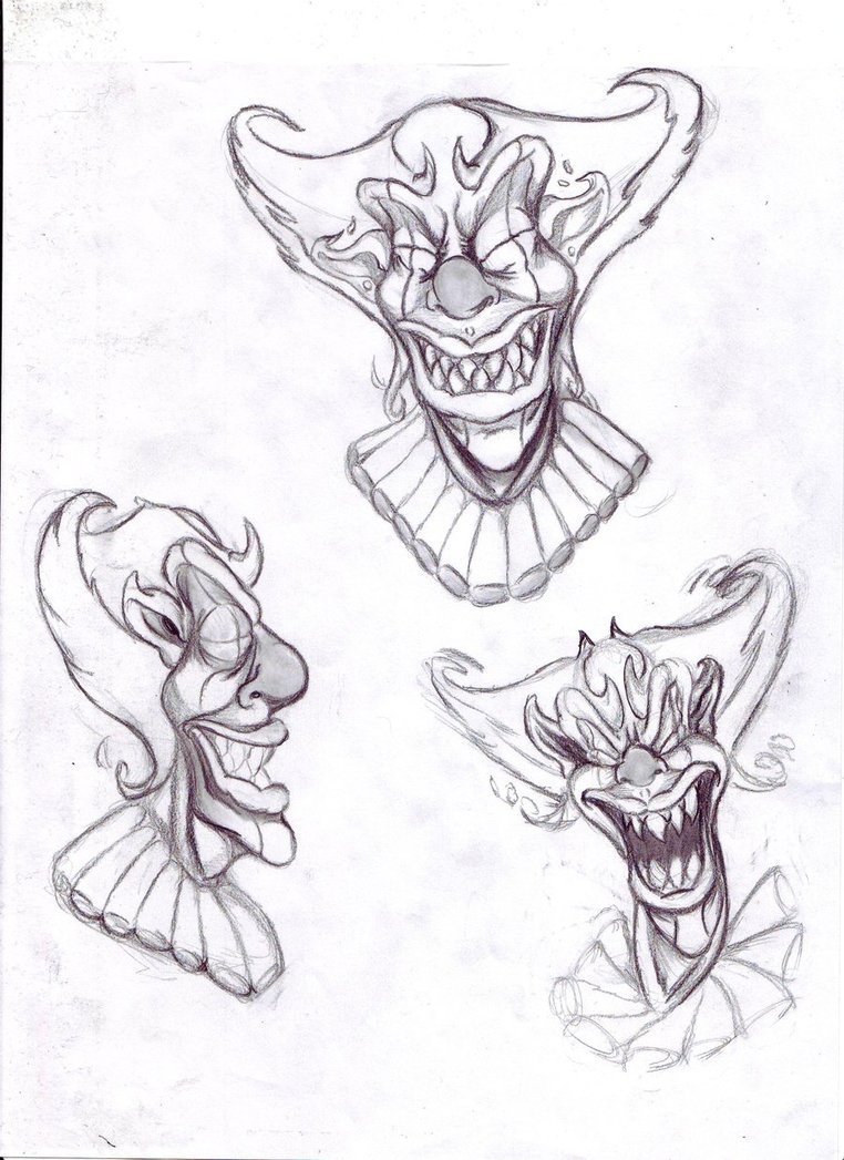762x1047 Demon Drawing Clown For Free Download - Cool Clown Drawings. 