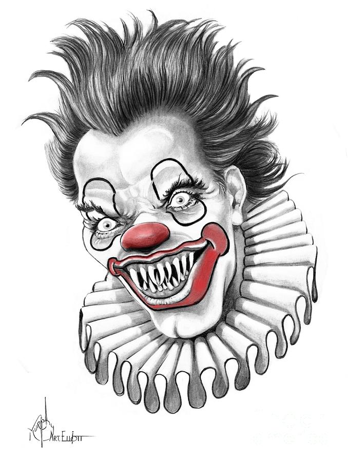 678x900 Scary Clown Drawings Fine Art America - Cool Clown Drawings