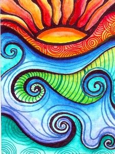 225x300 Lines, Color Theory And Pattern All In One Drawing Watercolor - Cool Colors Drawing