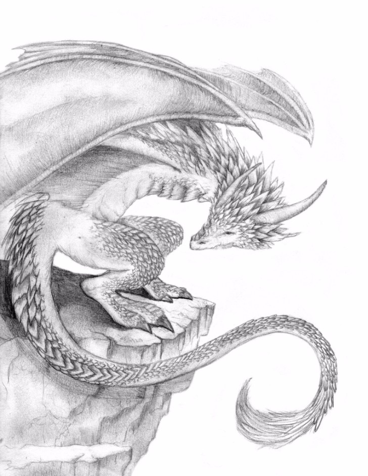 728x941 Top Stunning And Realistic Dragon Drawings - Cool Dragon Drawings
