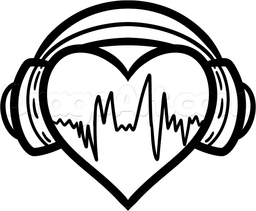 884x728 How To Draw Heart Headphones, Step - Cool Drawing Of A Heart
