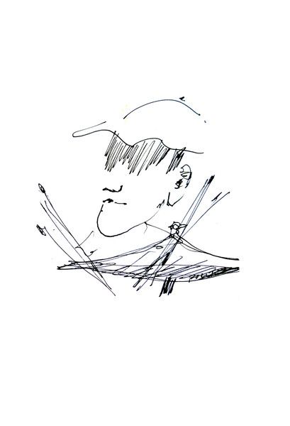 409x600 Jazz Musician Music Drawing Sketch Pen And Ink Decor Wall Art - Cool Dude Drawing