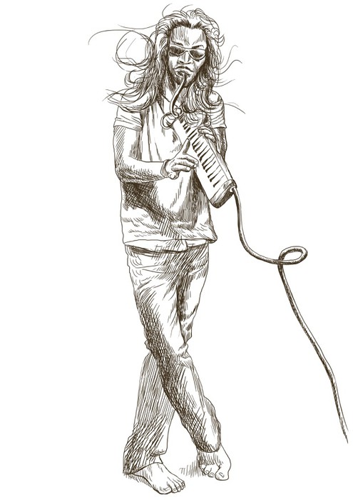 495x700 Melodion Player - Cool Dude Drawing