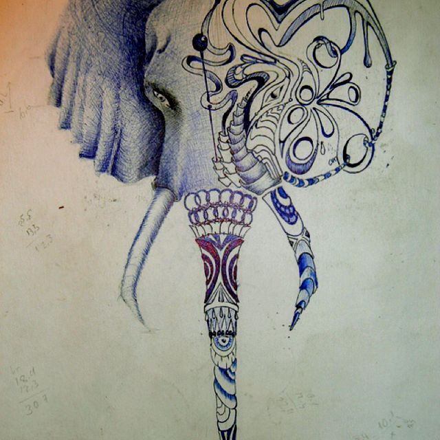 640x640 Not A Sculpture, But Cool Drawing And Interpretation Of 'elephant - Cool Elephant Drawings