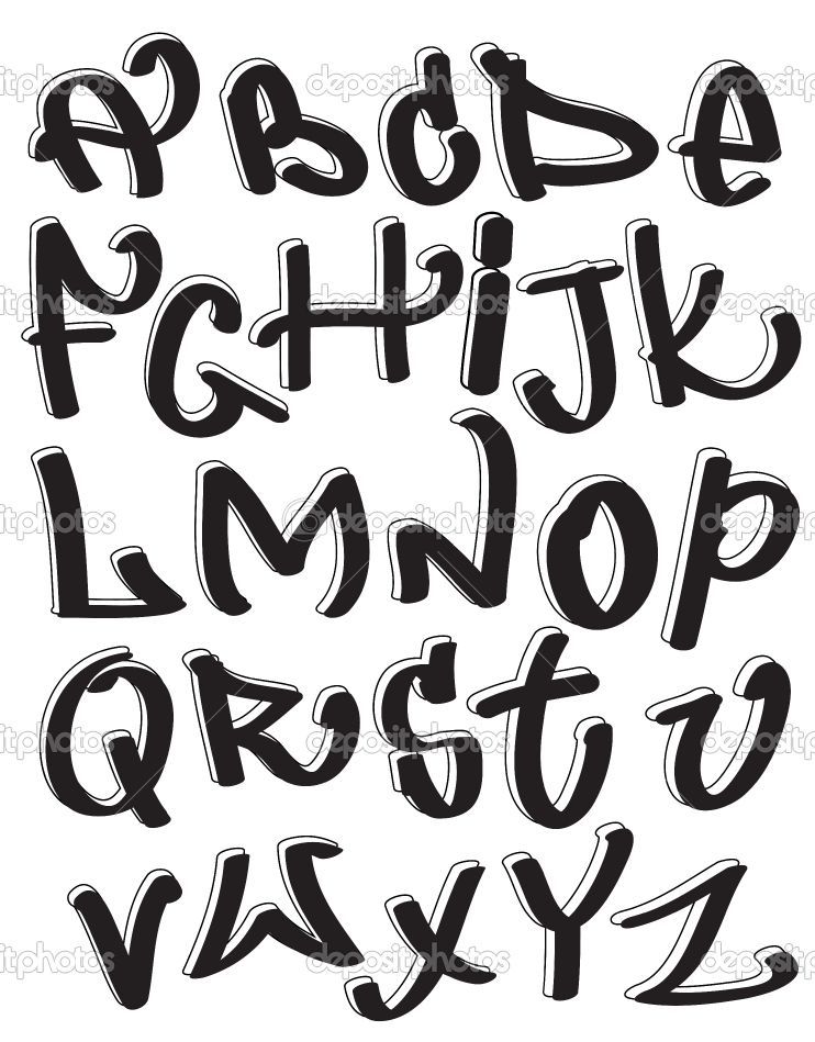742x949 Cool Lettering Styles Graffiti Font Alphabet Abc Letters Stock - Cool Fonts Drawing