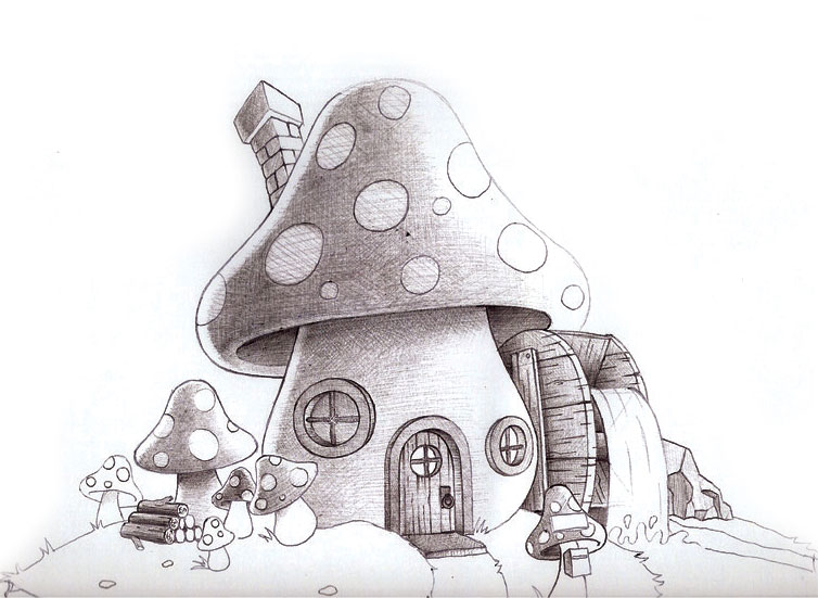 754x551 Displaying Cool Mushroom Drawings - Cool House Drawings