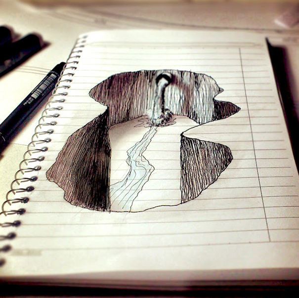 605x603 Creative Doodles That Don't Stay Within The Lines Bored Panda - Cool Line Drawings