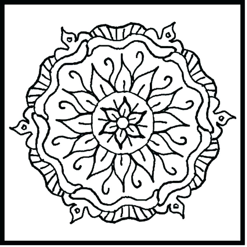 851x850 flower design coloring pages cool flower designs flower line - Cool Line Drawings