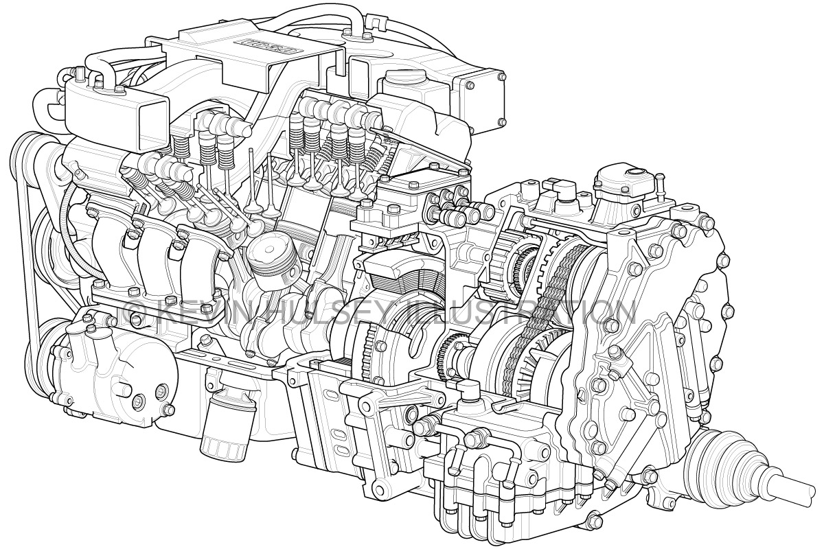 1200x800 gsu design line art of hybrid engine cutaway - Cool Line Drawings