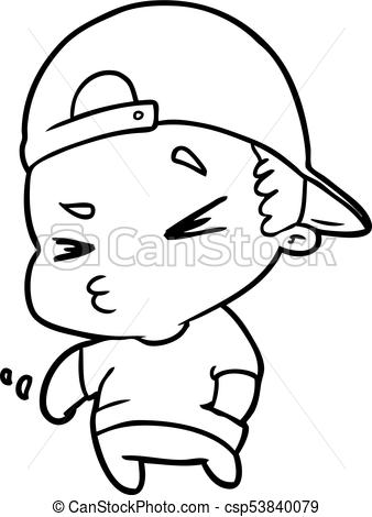 338x470 Line Drawing Of A Cool Kid - Cool Line Drawings